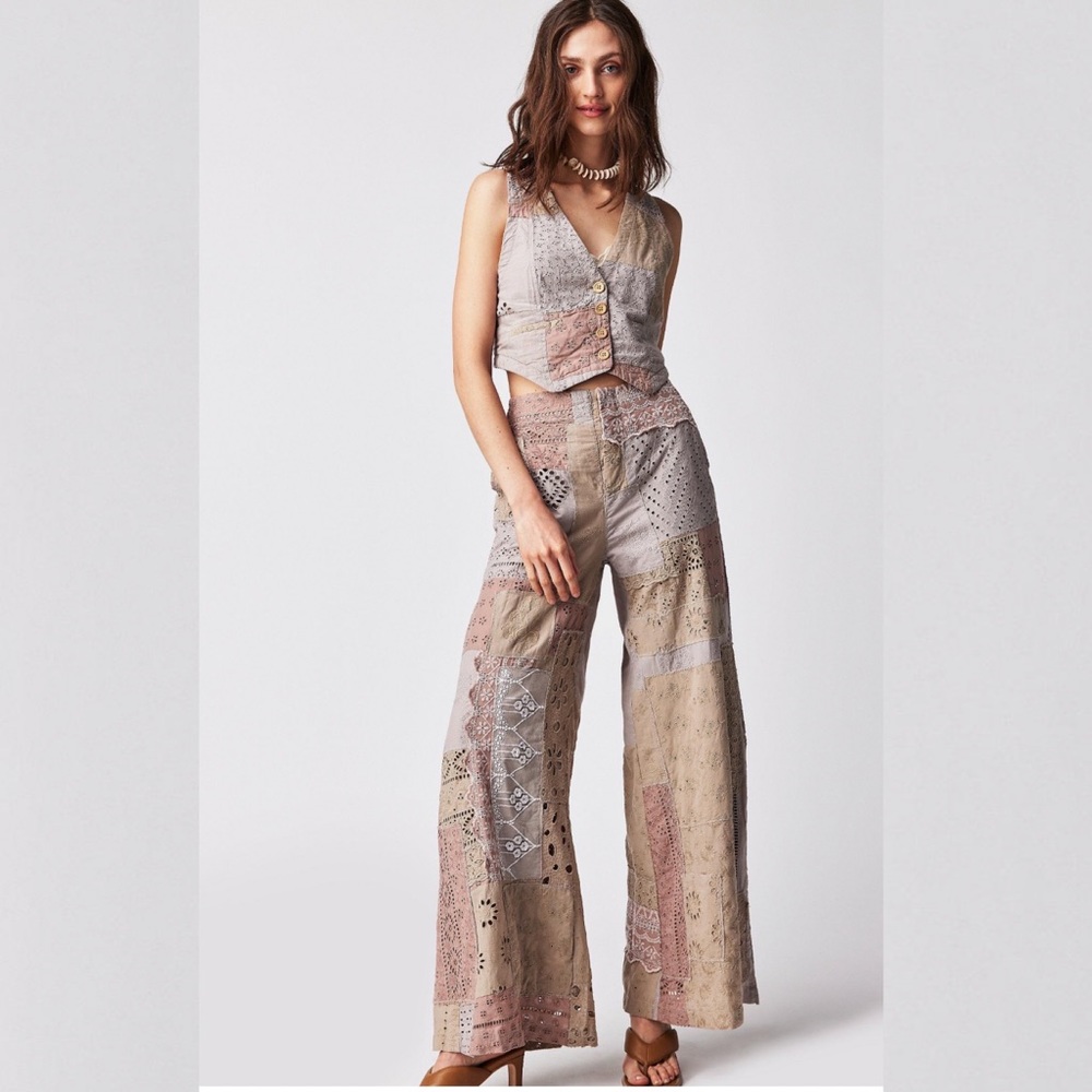 Free People sweet and salty Patchwork Wide-Leg suit (Pants only)